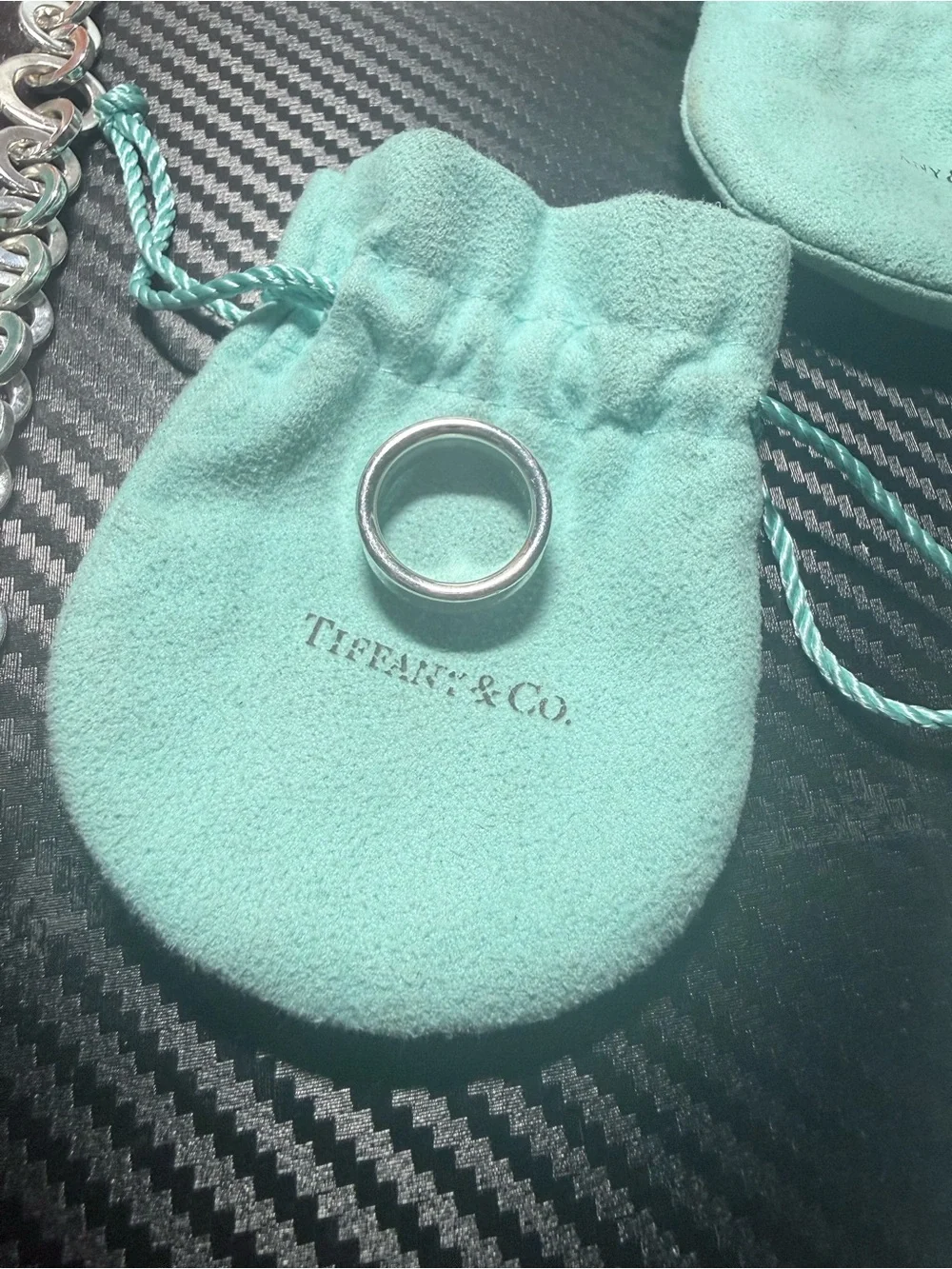 Tiffany & Co. Sterling Silver Band on Signature Blue Pouch